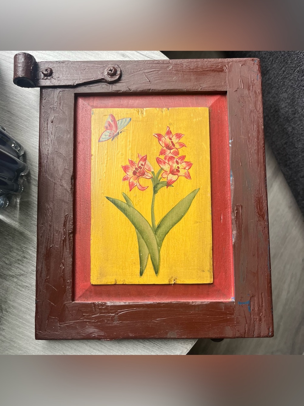 Blue Sky Rustic Floral Wall Art Cottage Farmhouse Butterfly Plaque